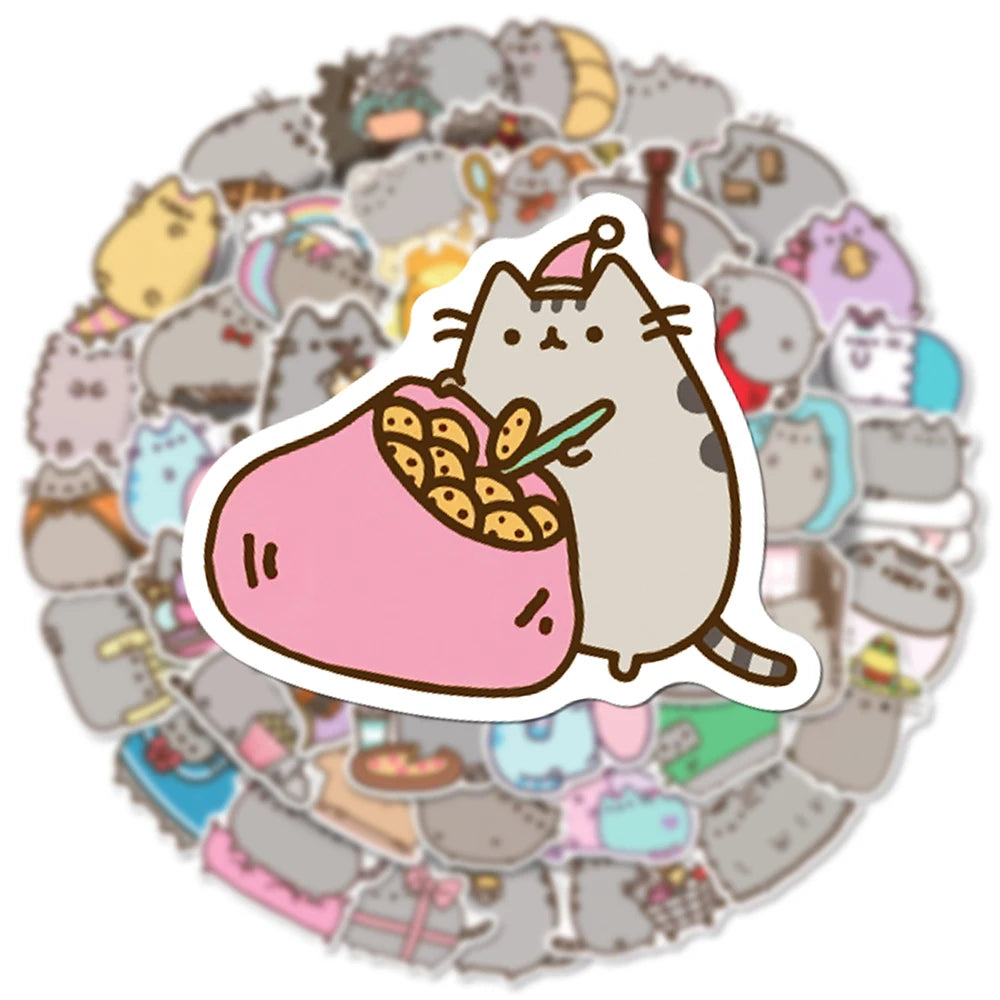 50PCS Cute Kawaii Chunky Cat Stickers Aesthetic Decals DIY Stationery Scrapbook Phone Diary Graffiti Waterproof Cute Sticker Toy