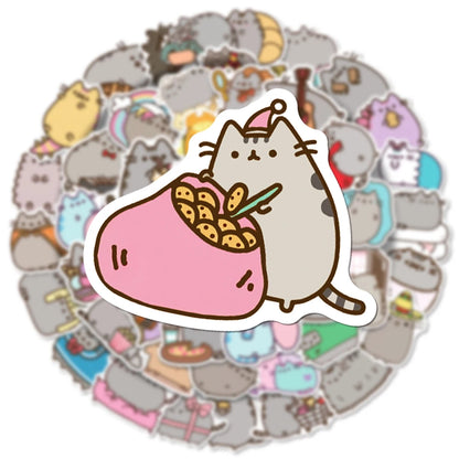 50PCS Cute Kawaii Chunky Cat Stickers Aesthetic Decals DIY Stationery Scrapbook Phone Diary Graffiti Waterproof Cute Sticker Toy