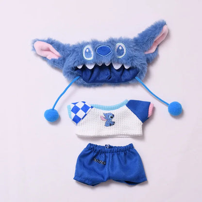 for 17cm Labubu Doll Clothes Fashion Clothes Plush Stitch Set Doll Clothes Cute Cartoon Sets Dolls Accessories Gifts