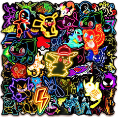10/30/50pcs Cool Anime Neon Pokemon Stickers Pikachu Cartoon Decals for Kids Toy Waterproof DIY Phone Skateboard Cute Sticker