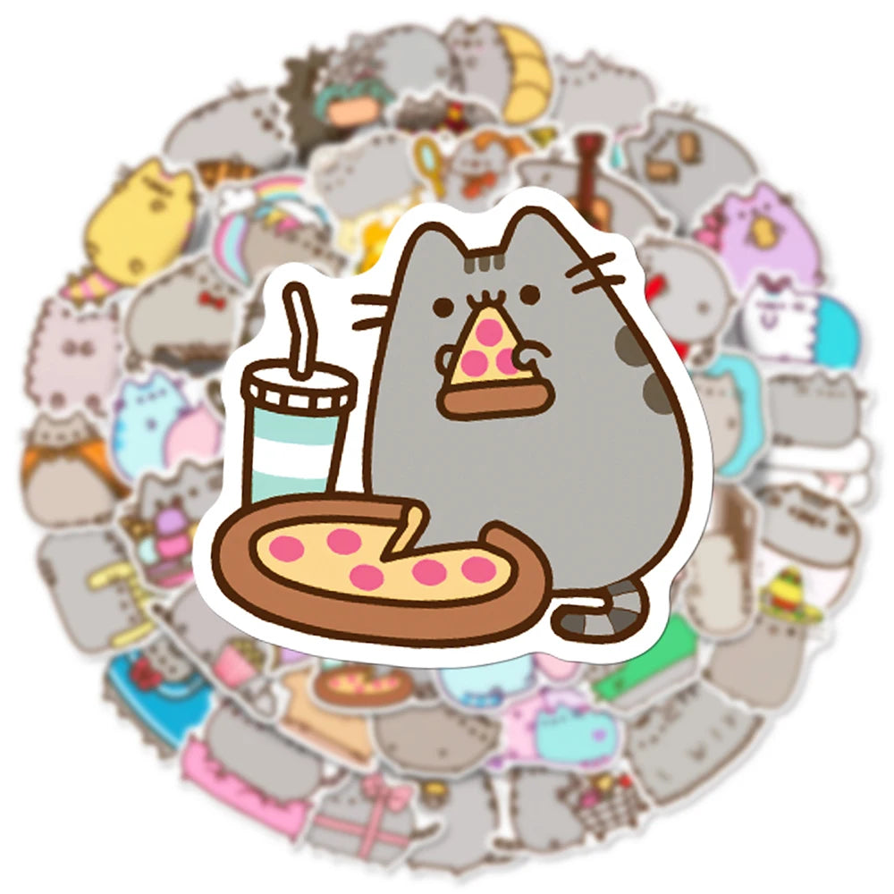 50PCS Cute Kawaii Chunky Cat Stickers Aesthetic Decals DIY Stationery Scrapbook Phone Diary Graffiti Waterproof Cute Sticker Toy