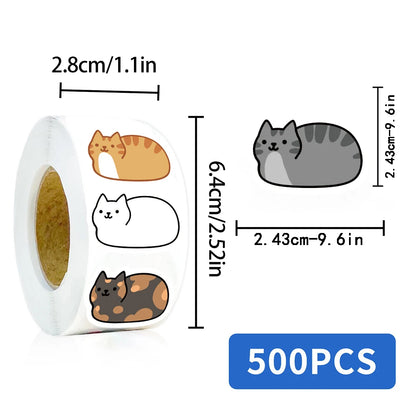 500PCS Kawaii Cartoon Cat Tuo Tuo Roll Stickers Skateboard Laptop Luggage Skateboard Phone Gift Waterproof Phone Cute Sticker ﻿