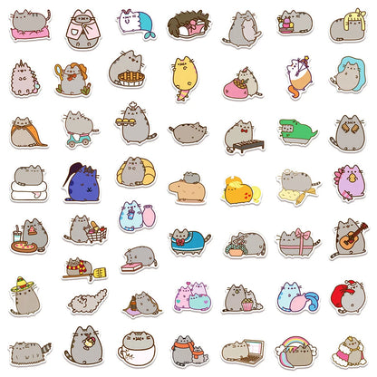 50PCS Cute Kawaii Chunky Cat Stickers Aesthetic Decals DIY Stationery Scrapbook Phone Diary Graffiti Waterproof Cute Sticker Toy