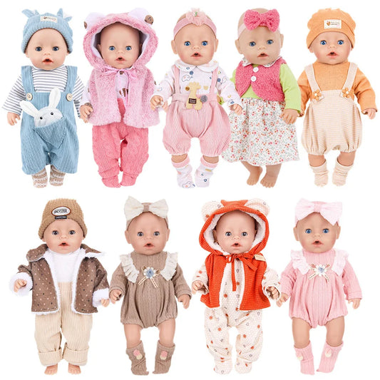 Doll Clothes For 43cm Baby Doll Leather Jacket Pants Jumpers Rompers Set For 18 Inch American Doll Coat Winter Clothes