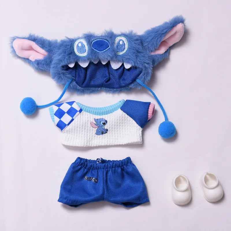 for 17cm Labubu Doll Clothes Fashion Clothes Plush Stitch Set Doll Clothes Cute Cartoon Sets Dolls Accessories Gifts
