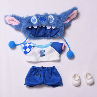 for 17cm Labubu Doll Clothes Fashion Clothes Plush Stitch Set Doll Clothes Cute Cartoon Sets Dolls Accessories Gifts