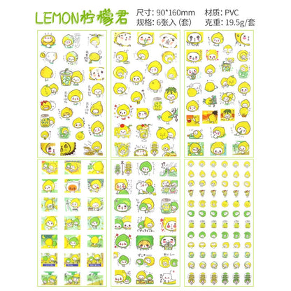 6Pcs/Lot Waterproof Cartoon Transparent Pvc Stickers DIY Hand Account Diary Decorative Stickers Kawaii Phone Cup Stickers